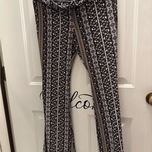 No Boundaries Floral Black and White Pants